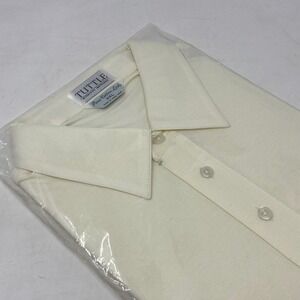 Vtg Tuttle Golf Polo Mens 2XL Cream Pima Cotton Retro Deadstock‎ Made in Hong